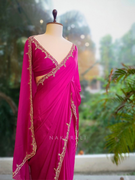Skyline Magenta Saree with Running Blouse