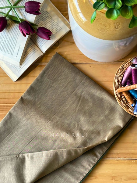Taga Maheshwari Brown Dress Material with Zari Stripe Dupatta