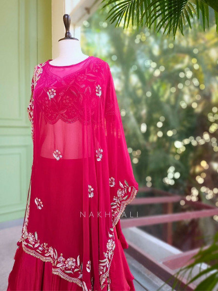 Meher Red Embroidered Indo-Western Set