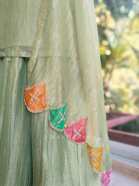 Meherza Green Embroidered Kurta Sharara Set with Dupatta