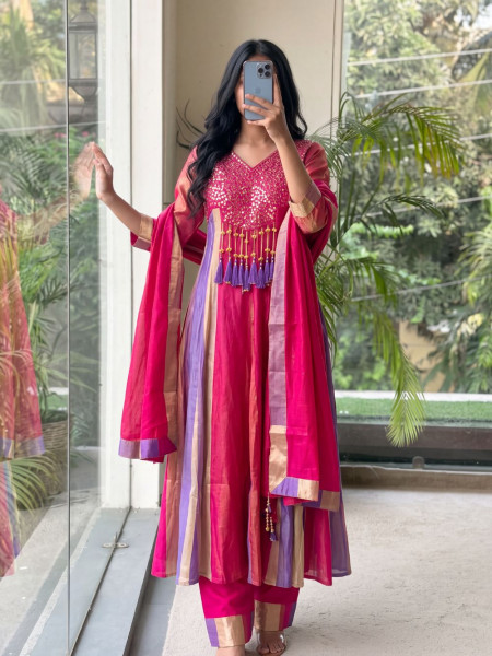 Ghungroo Magenta Anarkali Suit Set