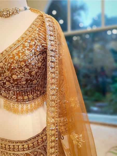 Eternal Shine Brown Zari & Sequin Lehenga