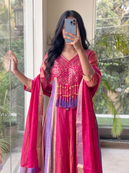 Ghungroo Magenta Anarkali Suit Set
