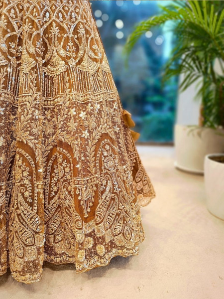 Eternal Shine Brown Zari & Sequin Lehenga