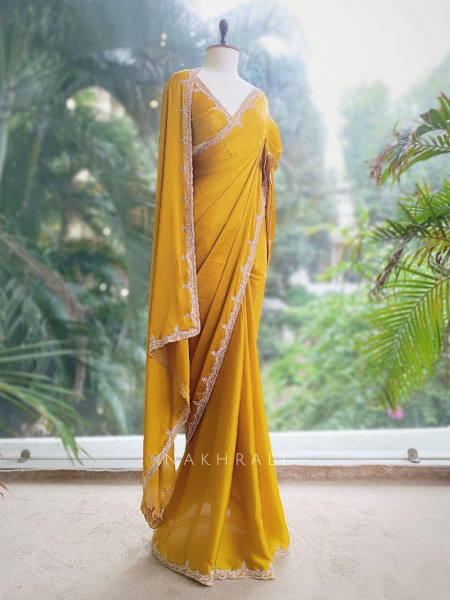 Skyline Mustard Saree with Running Blouse