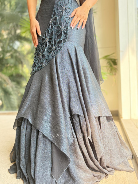 Aurelia Blue Designer Lehenga Set with Sequin Bead Work