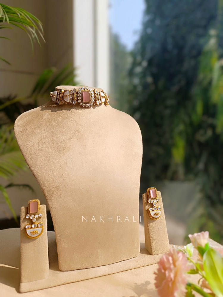 Image of Rhea Blush Stone Choker Set