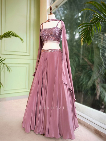 Mocha Glow Nude Brown Embellished Lehenga Set