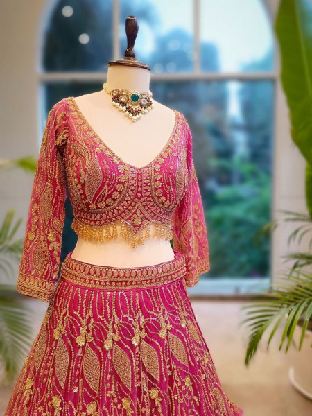 Naivya Pink Sequin & Zari Designer Lehenga