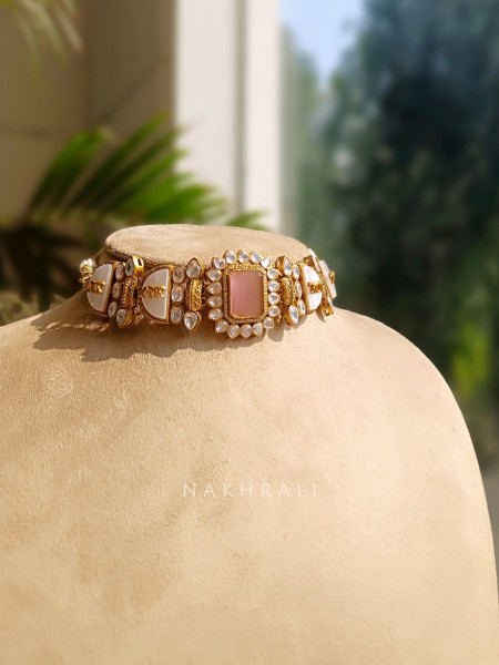 Rhea Blush Stone Choker Set