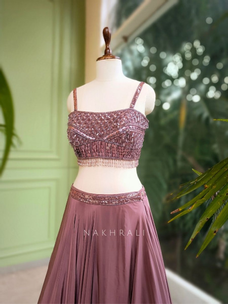 Mocha Glow Nude Brown Embellished Lehenga Set