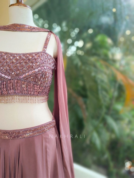 Mocha Glow Nude Brown Embellished Lehenga Set