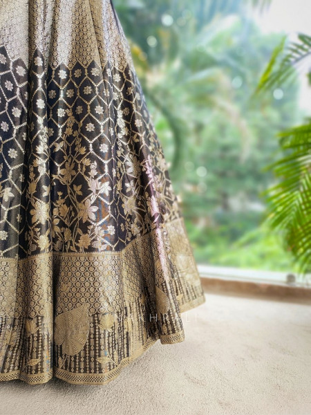 Maharani Brown Banarasi Silk Bridal Lehenga with Zari & Sequin Embroidery