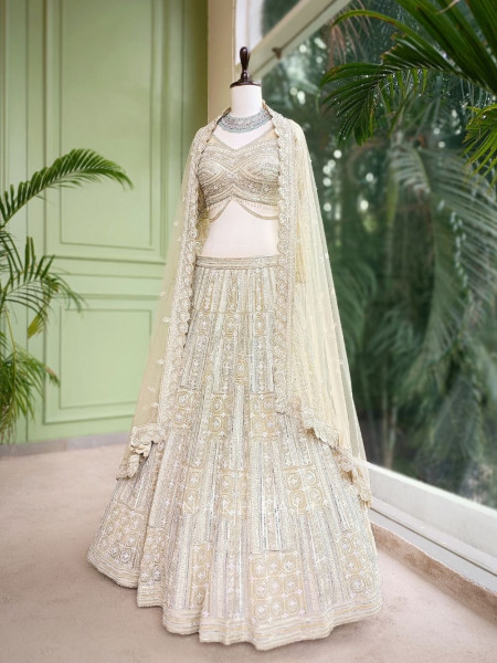 Nooriyan Ivory Designer Lehenga Set with Hand Embroidery