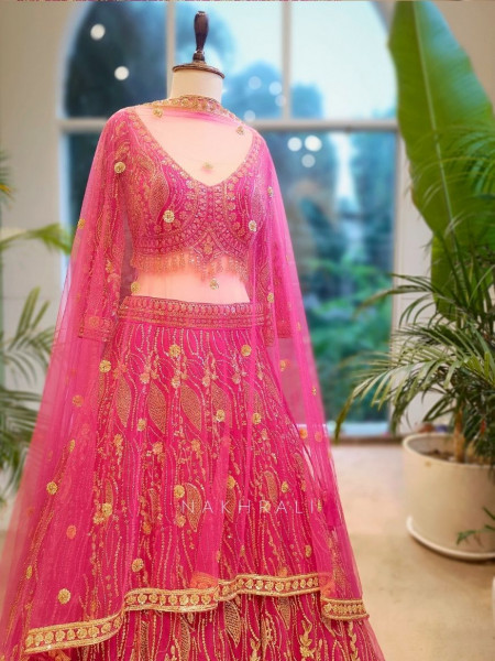 Naivya Pink Sequin & Zari Designer Lehenga