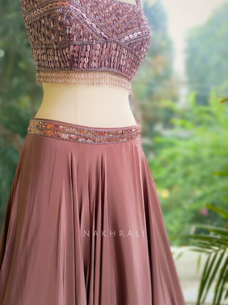 Mocha Glow Nude Brown Embellished Lehenga Set