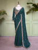 Tavisha Rama Green Saree with Readymade Blouse – Zari Cutwork Border