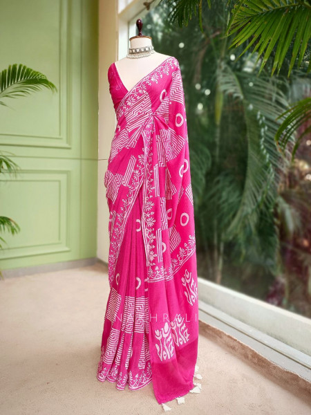Rasika Pink Handloom Saree