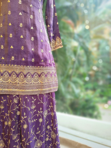 Aaranya Purple Kurta Palazzo and Dupatta set