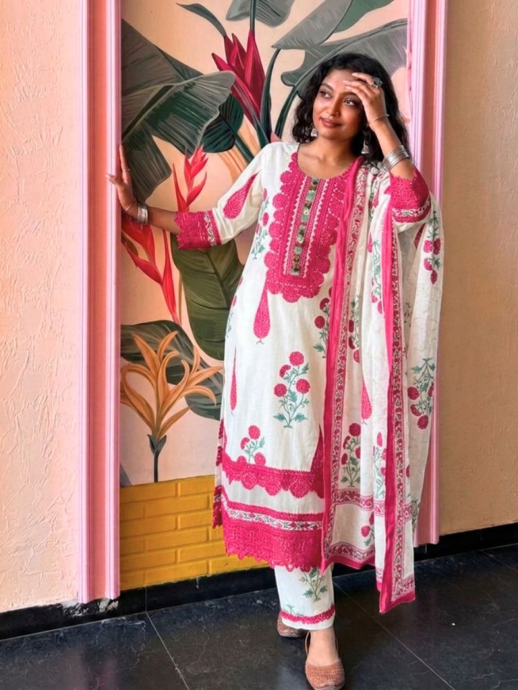 Image of Serene Earth Magenta Crochet Palazzo Suit