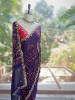 Mehrang Navy Blue Bandhani Saree with Gota Border
