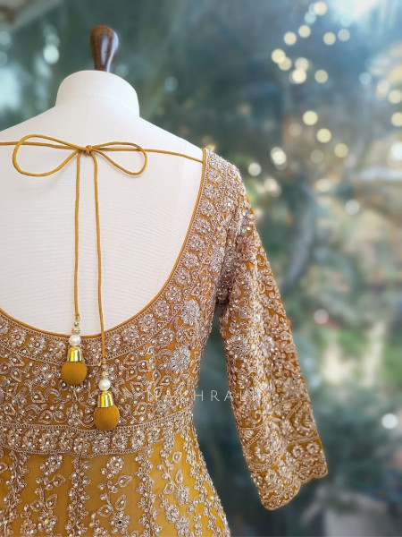 Noorvi Mustard Lehenga with Zari & Mirror Work