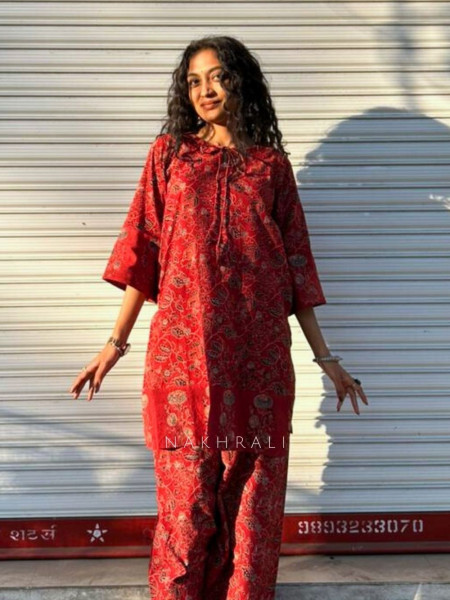 Layla Maroon Cotton Farshi Salwar Kurta Set