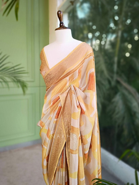 Arelia Mustard Art Silk Saree with Woven Border