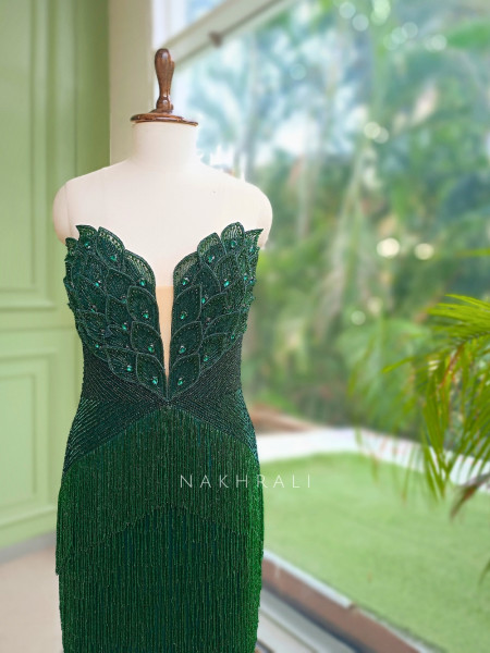 Sapphire Plumage Royal Green Soft Net Gown