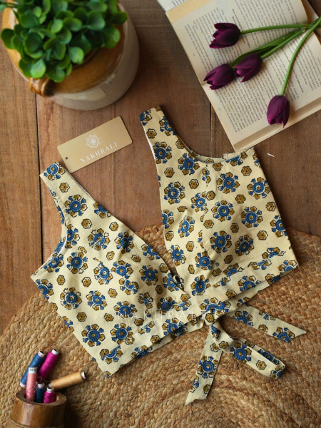 Rupansh Off-white Printed Blouse with Back Bow
