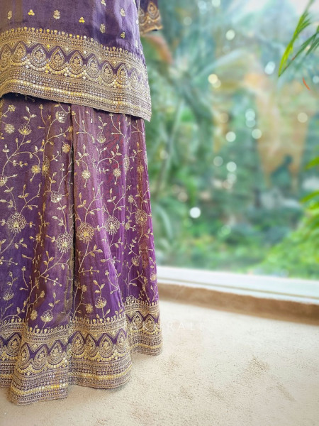 Aaranya Purple Kurta Palazzo and Dupatta set