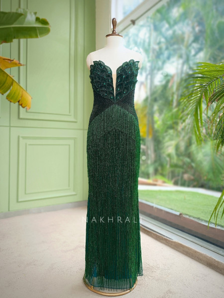 Sapphire Plumage Royal Green Soft Net Gown