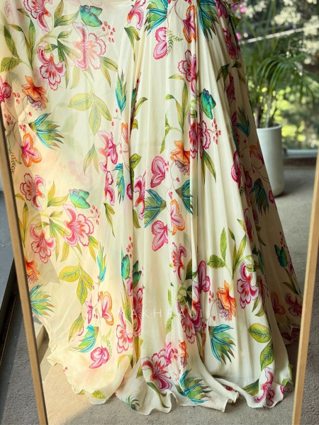 Ivana Ivory Floral Anarkali Set with Embellished Dupatta