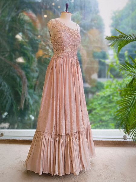 Gulzar Baby Pink Embellished Gown