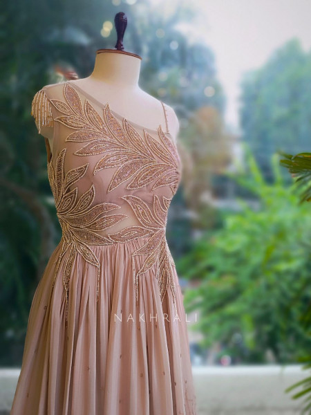 Gulzar Baby Pink Embellished Gown