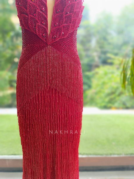 Sapphire Plumage Red Soft Net Gown