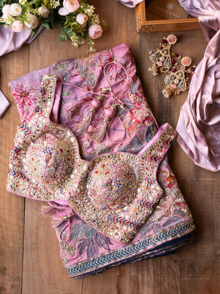 Iris Lilac Saree with Mirror & Embroidery Blouse