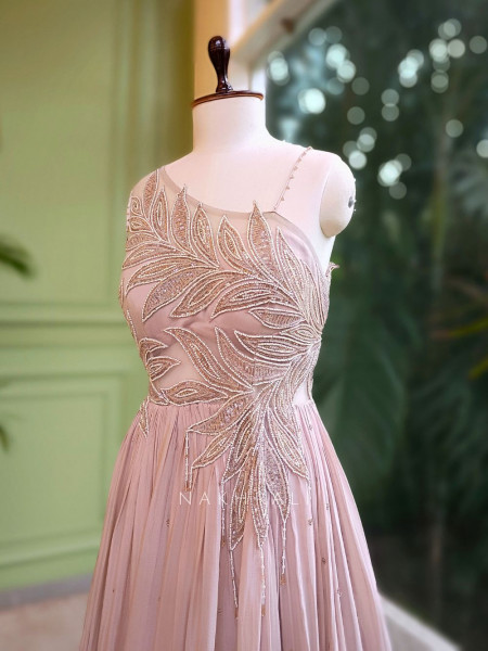 Gulzar Baby Pink Embellished Gown