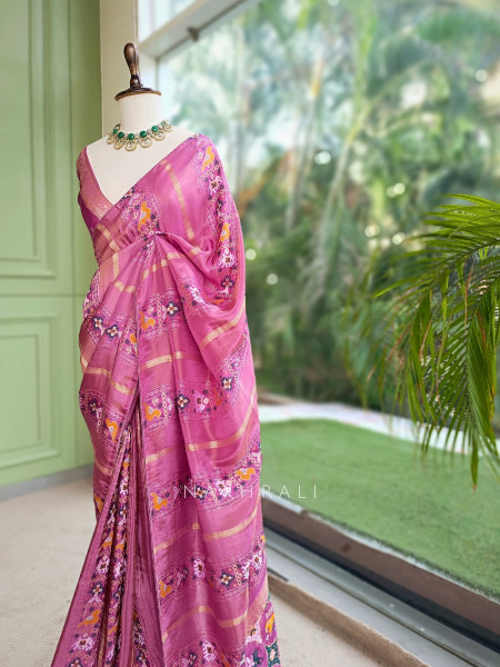 Kalyani Plum Wine Patola Saree With With Running Blouse Piece