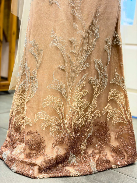 Serenity Golden Crop Corset Lehenga with Cut Dana Work