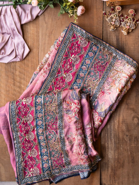 Iris Lilac Saree with Mirror & Embroidery Blouse