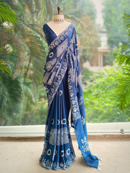 Rasika Blue Handloom Saree