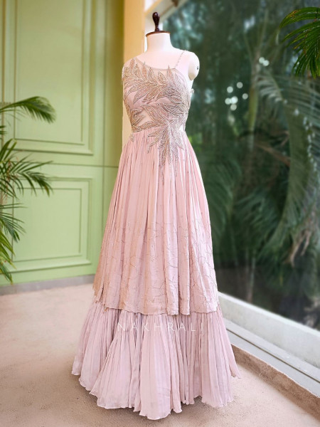 Gulzar Baby Pink Embellished Gown