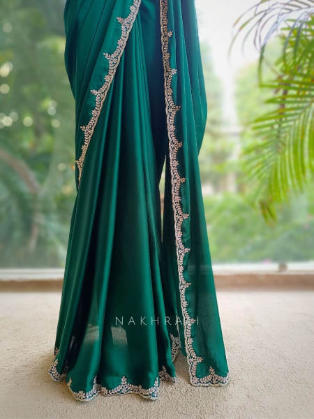 Skyline Green Saree with Running Blouse