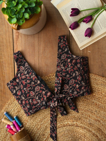 Rupansh Black Printed Blouse with Back Bow