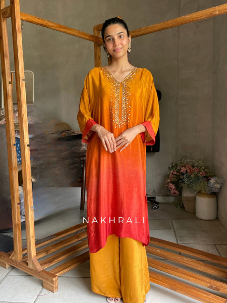 Mihira Mustard & Orange Kurta Pant Set