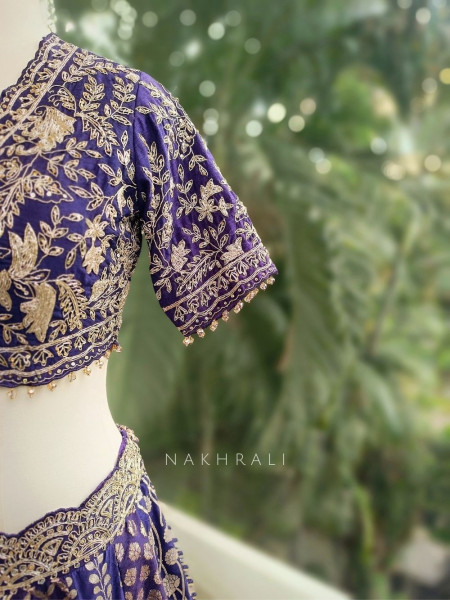 Maharani Purple Banarasi Silk Lehenga with Zari Embroidery