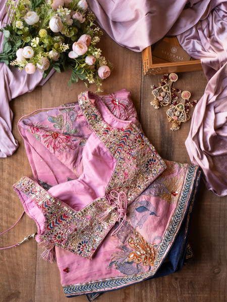 Iris Lilac Saree with Mirror & Embroidery Blouse