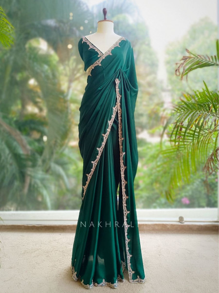 Skyline Green Saree with Running Blouse