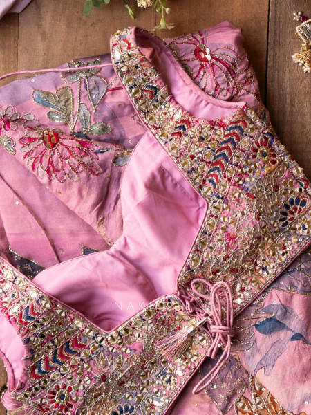 Iris Lilac Saree with Mirror & Embroidery Blouse